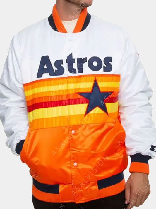 White and Orange Houston Astros Star Jacket