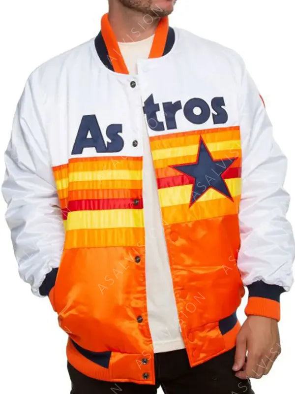 White and Orange Houston Astros Star Jacket