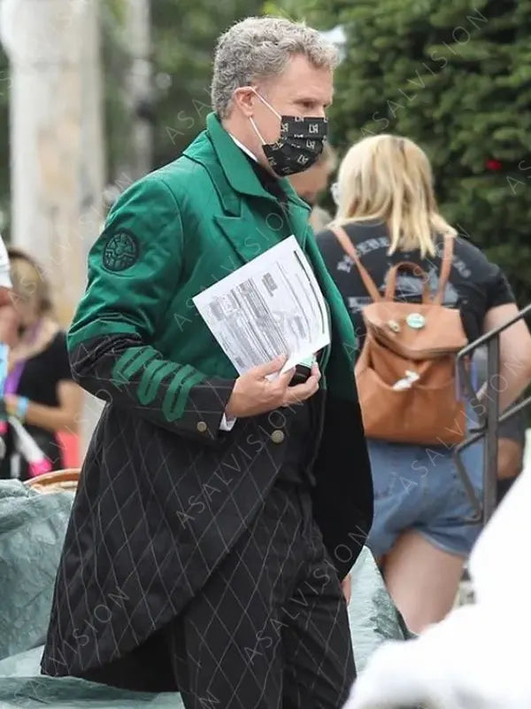 Will Ferrell Spirited Green And Black Quilted Coat