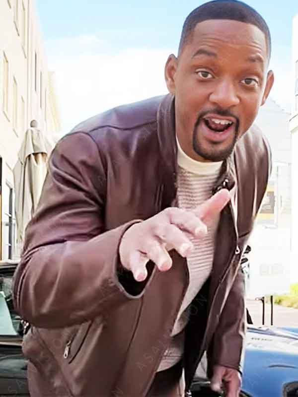 Will Smith Movie Bad Boys Ride Or Die 2024 Mike Lowrey Brown Leather Jacket