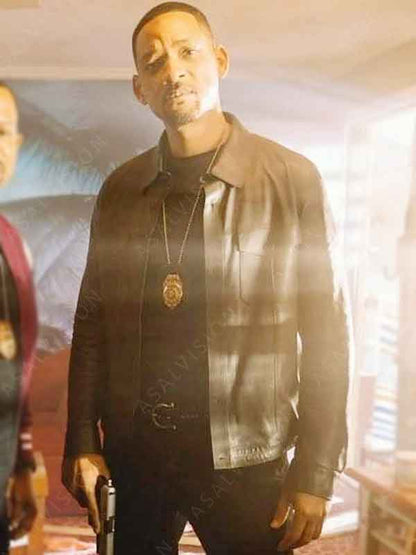 Will Smith Movie Bad Boys Ride or Die 2024 Mike Lowrey Black Leather Jacket