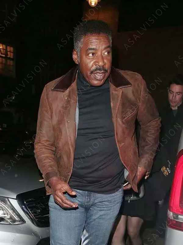 Winston Zeddemore Movie Ghostbusters Frozen Empire Event Ernie Hudson Brown Leather Jacket