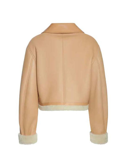 Women Bomber Aviator Shearling Jacket Back