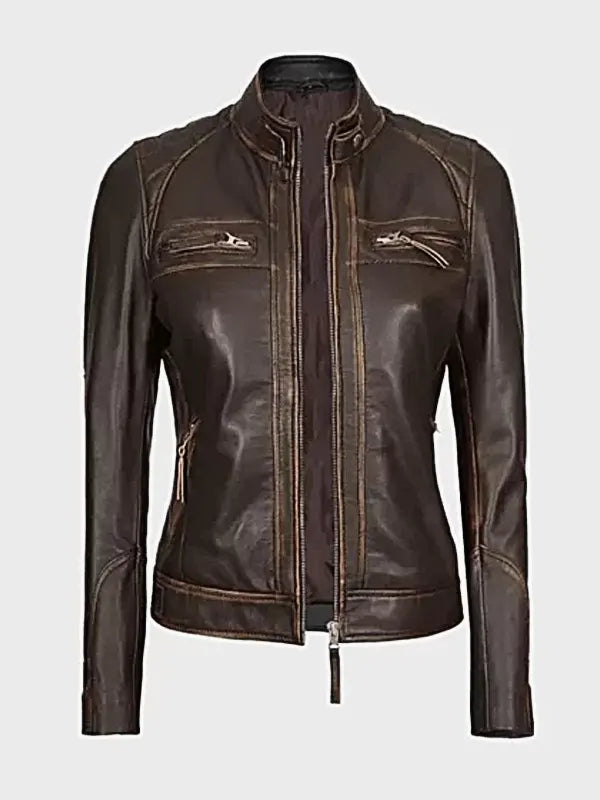 Women Leather Motorcycle Jacket