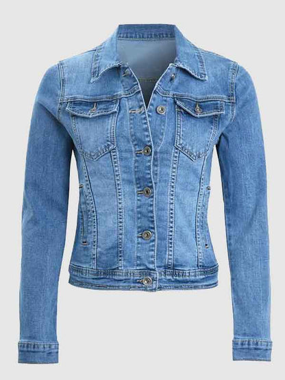 Women Slim Fit Buttoned Denim Jacket