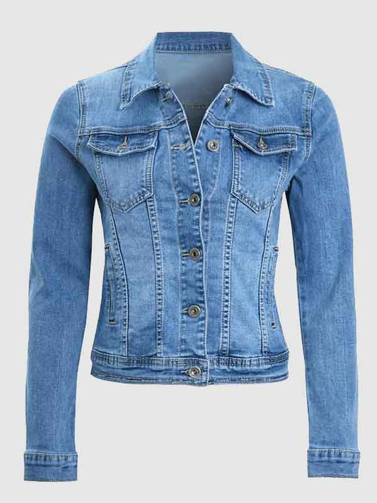 Women Slim Fit Buttoned Denim Jacket