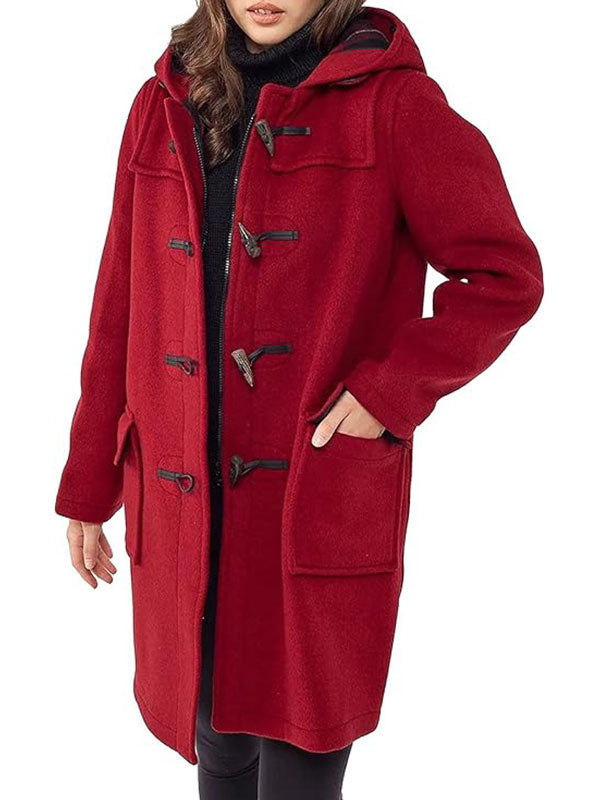 Womens Duffle Red Wool Coat
