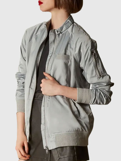 Brynnley Grey Bomber Jacket
