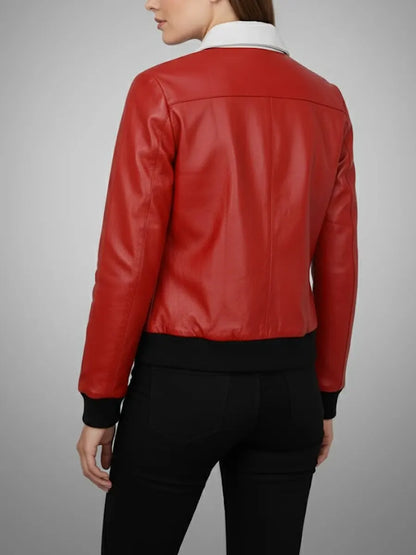 Women's Red Leather Jacket