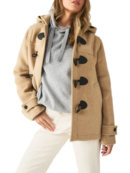 Womens Short Camel Toggle Wool Duffle Coat