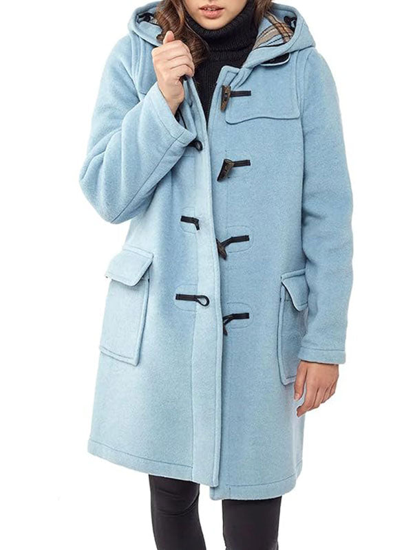 Womens Wool Duffle Blue Coat