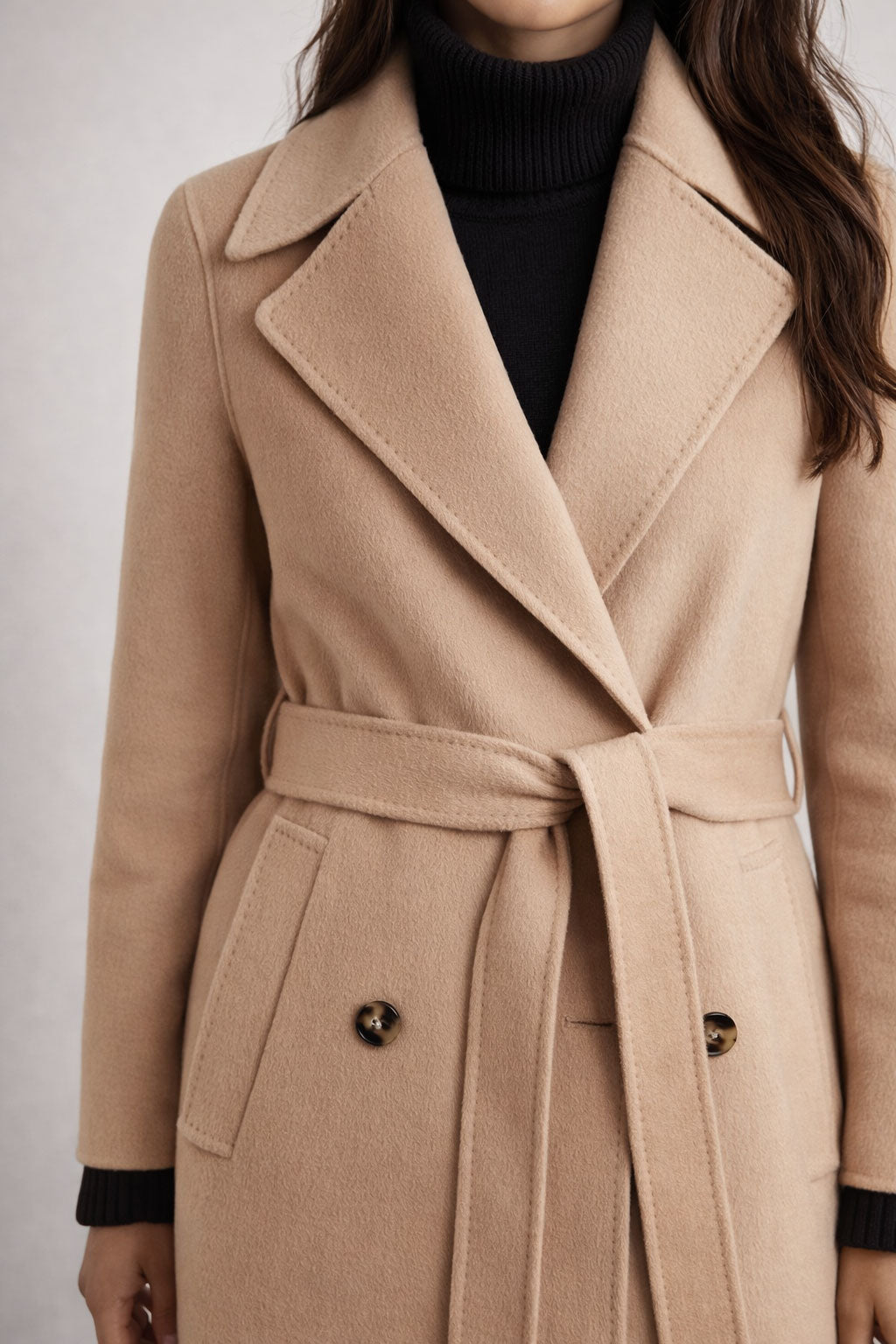 Brisa Beige Wool Trench Coat