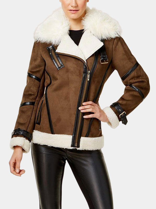 Women's Asymmetrical Shearling Leather Jacket