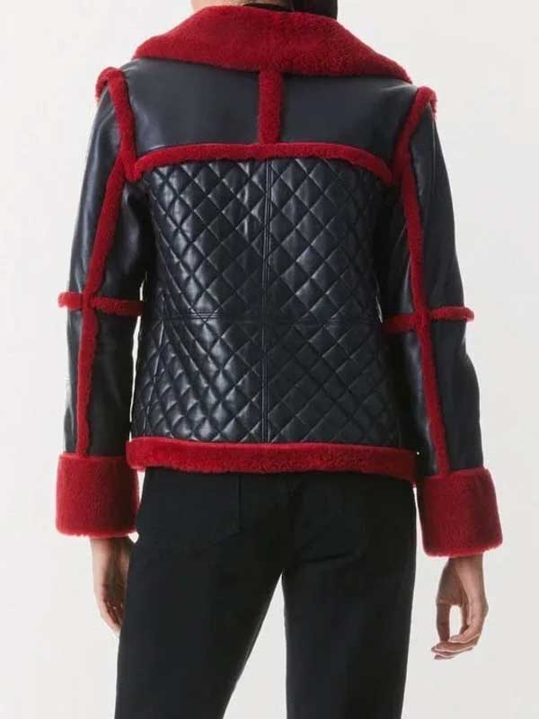 Women’s Red Aviator Shearling Leather Jacket