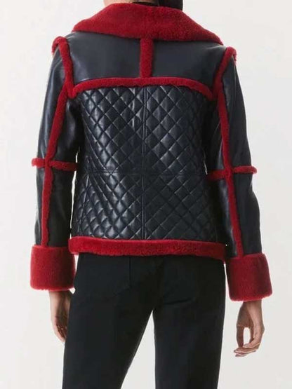 Women’s Red Aviator Shearling Leather Jacket