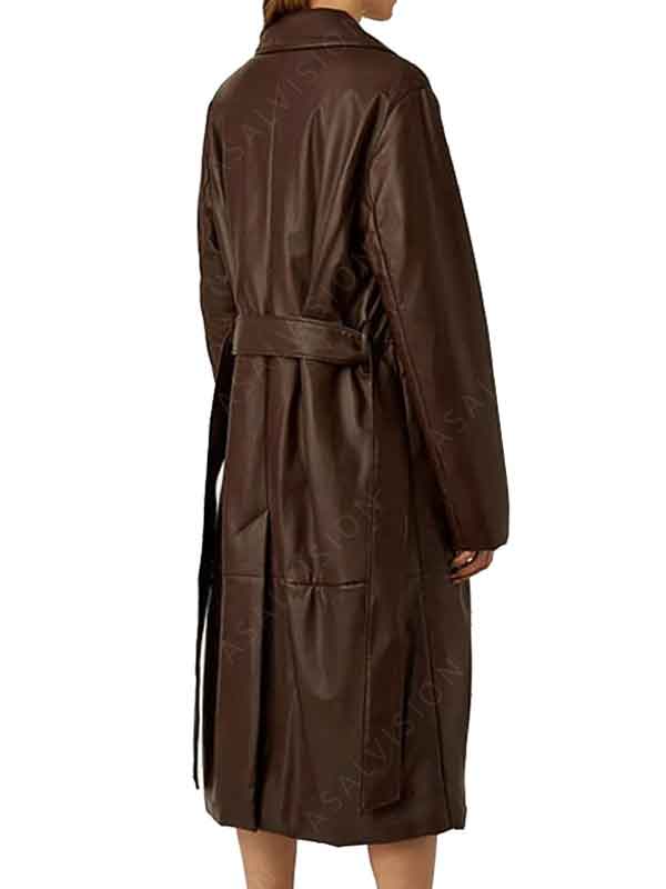 Womens Belted Front Chocolate Brown Long Trench Coat