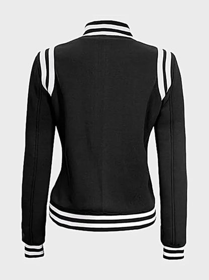 Women's Black And White Letterman Jacket