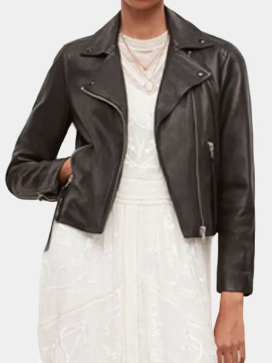 Women's Black Leather Biker Jacket