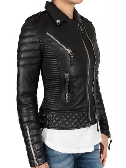 Women's Black Motorcycle Jacket