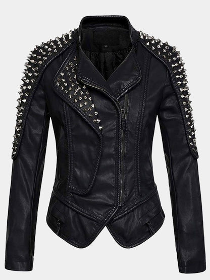 Women's Black Studded Leather Jacket