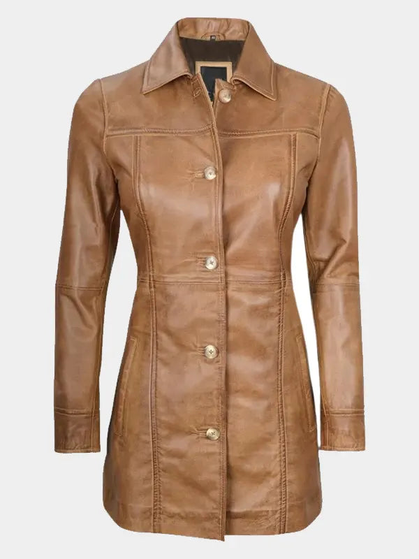 Women’s Brown Real Sheepskin Leather Coat