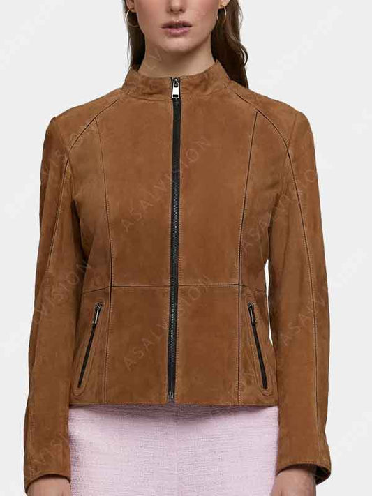 Women's Brown Suede Leather Jacket