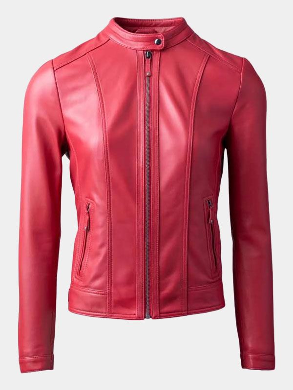 Women's Classic Red Leather Fashion Jacket