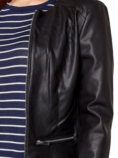 Womens Fashion Designer Leather Jacket Black 1