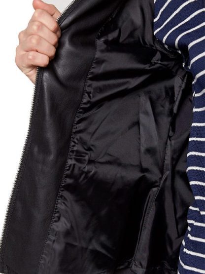 Womens Fashion Designer Leather Jacket Black 4