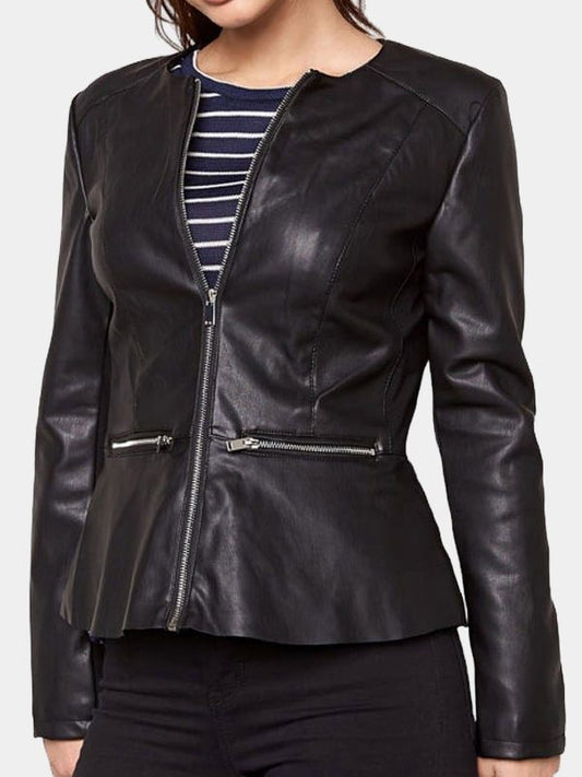 Womens Fashion Designer Leather Jacket Black