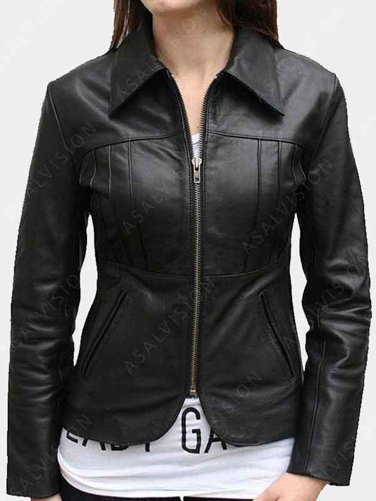 Womens Fitted Black Leather Jacket