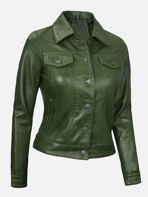 Women’s Green Leather Jacket