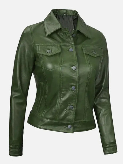 Women’s Green Leather Jacket