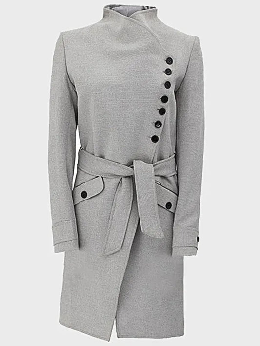 Women's Grey Wool Belted Coat