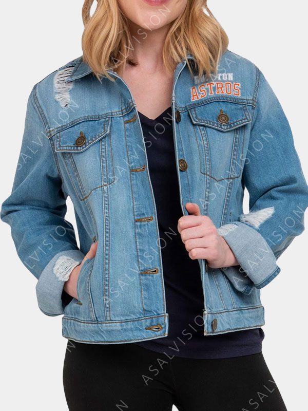 Womens Houston Astros Denim Patches Jacket