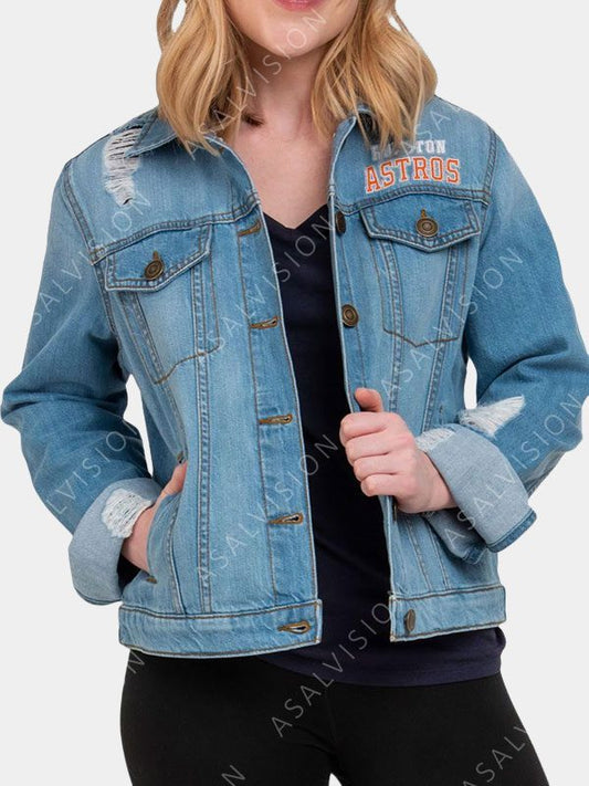 Womens Houston Astros Denim Patches Jacket