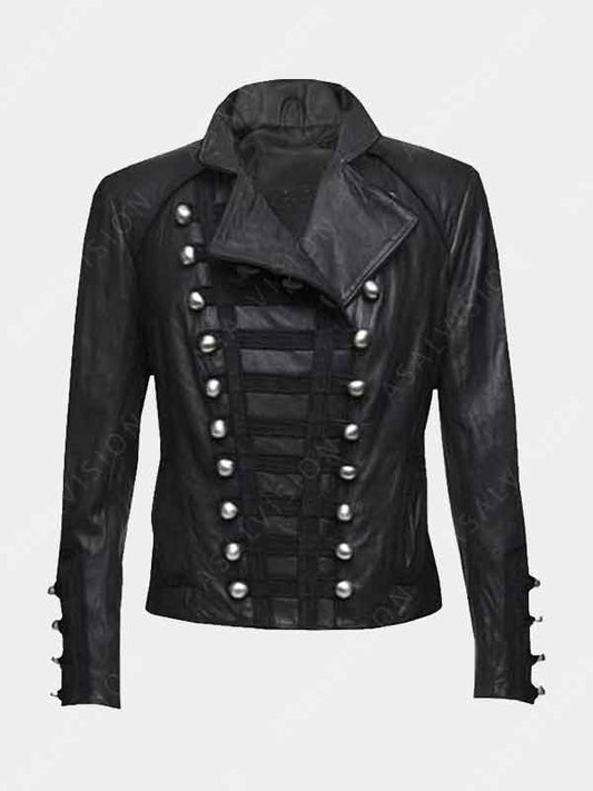 Womens Military Style Leather Jacket