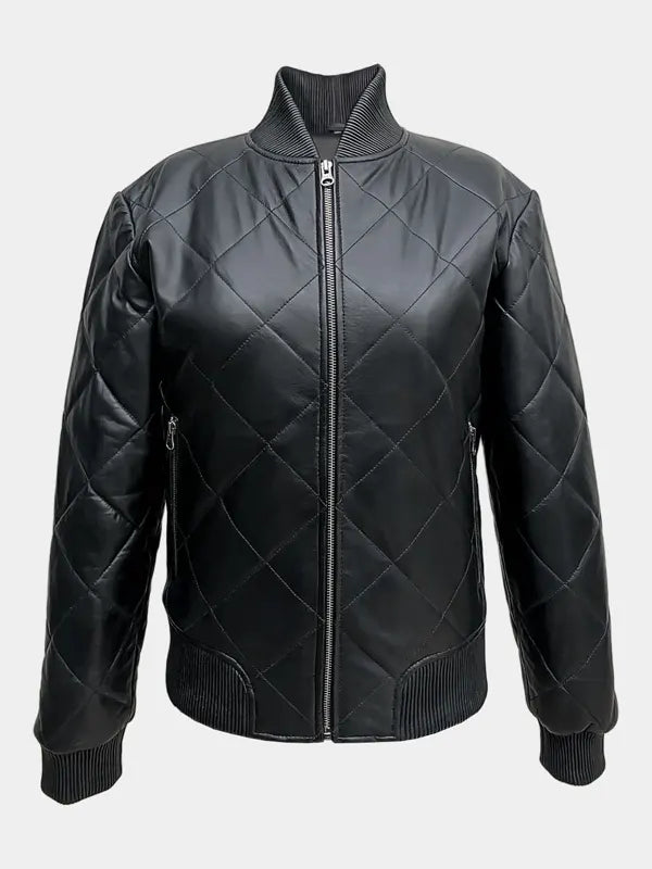 Women’s Mirra Quilted Real Leather Bomber Jacket