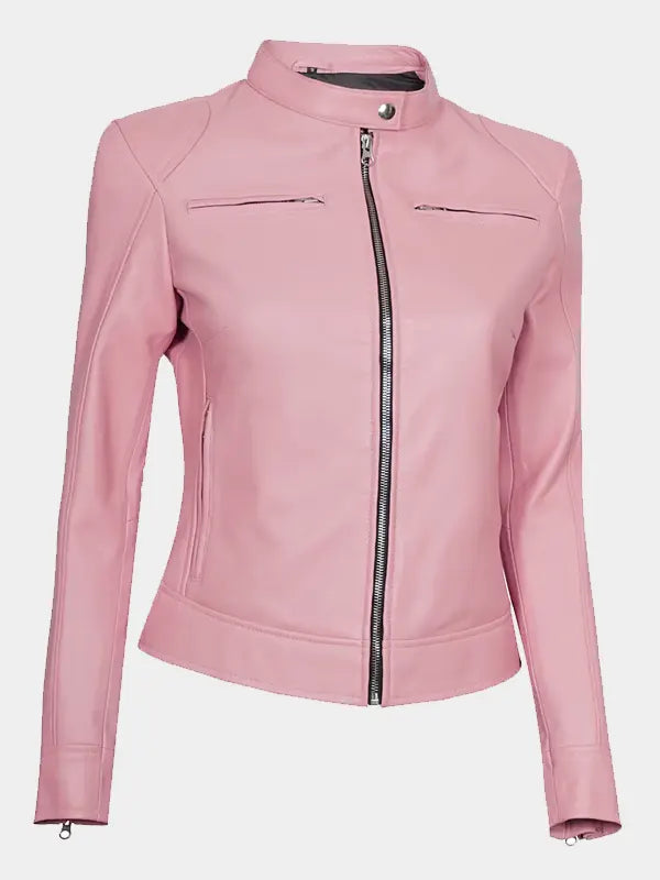 Women's Pink Leather Jacket
