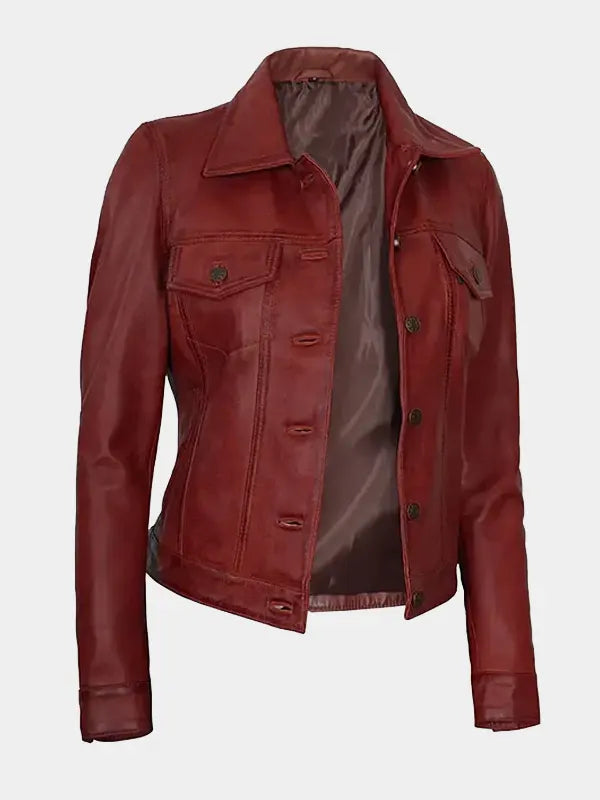 Women’s Red Real Lambskin Leather Jacket