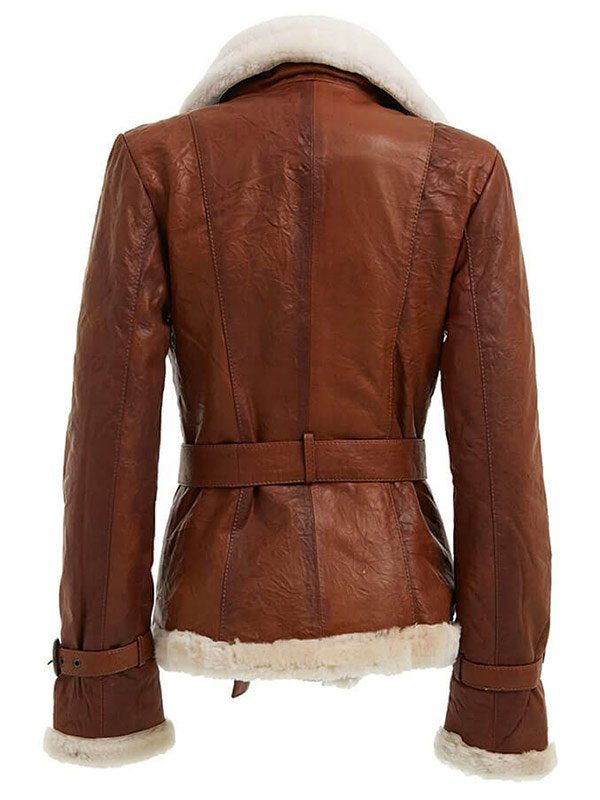 Women's Shearling Brown Jacket Back