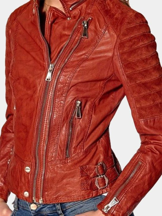 Women's Slim Fit Waxed Leather Jacket