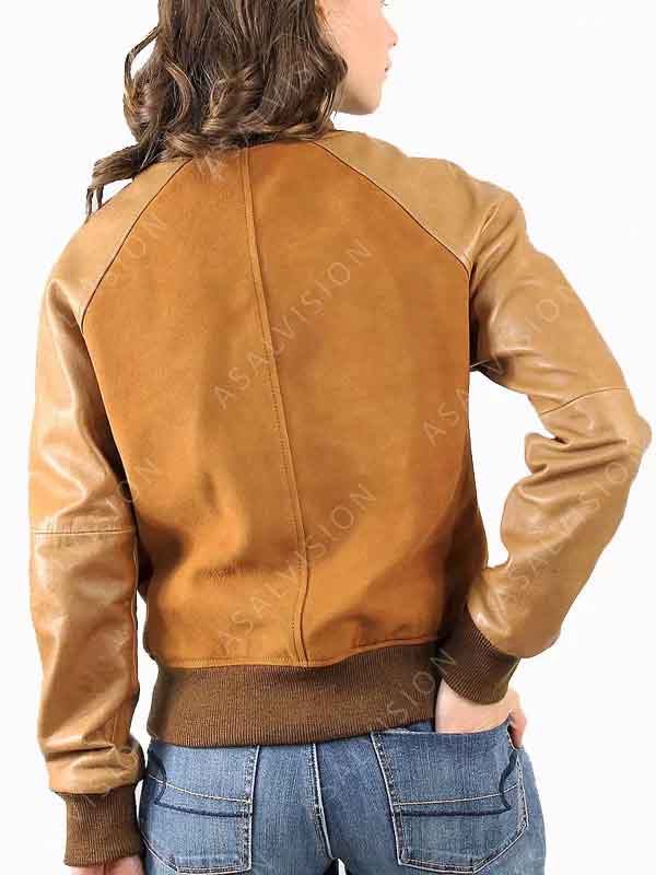 Womens Suede Varsity Jacket With Leather Sleeves