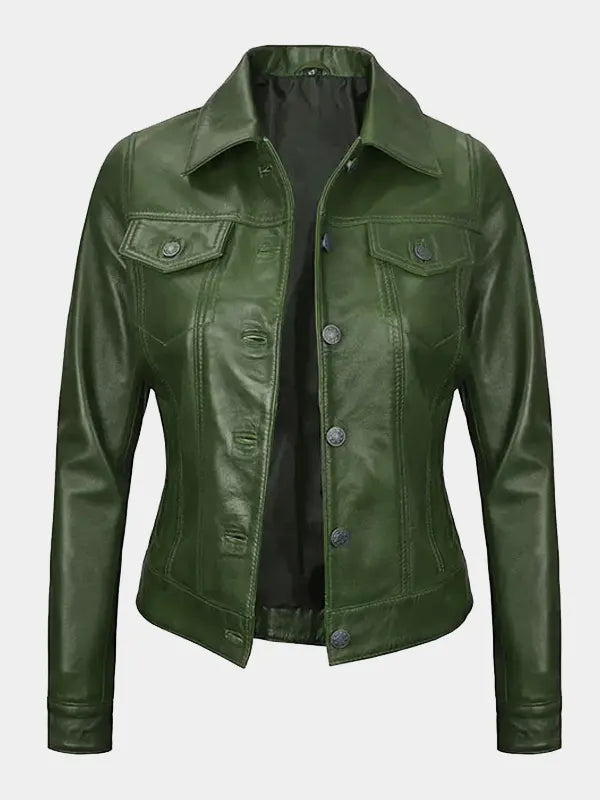 Women’s Trucker Lambskin Leather Jacket