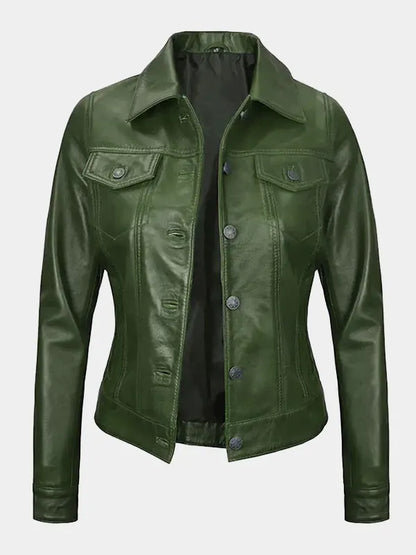 Women’s Trucker Lambskin Leather Jacket