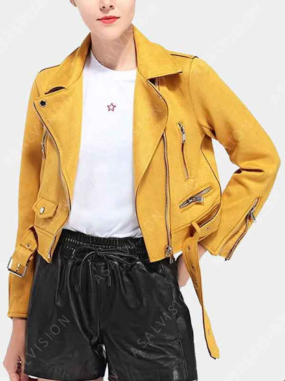 Womens Yellow Suede Jacket