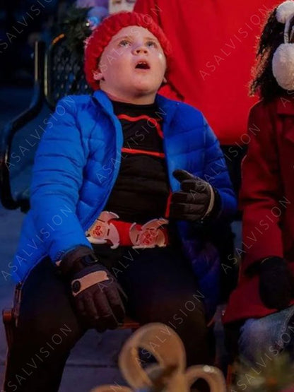 Wyatt Hunt Best Christmas Ever 2023 Grant Sanders Blue Puffer Jacket