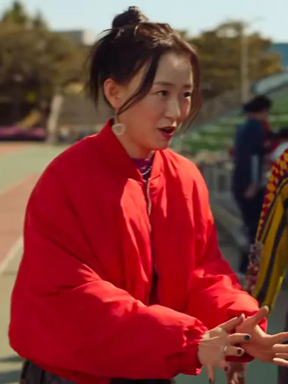 XO Kitty Season 2 Yuri Han Red Bomber Jacket