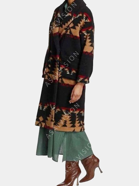 Yellowstone Beth Dutton Season 5 Black Printed Coat