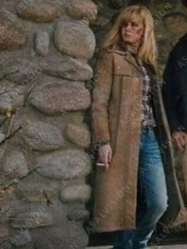 Yellowstone Kelly Reilly Leather Brown Coat